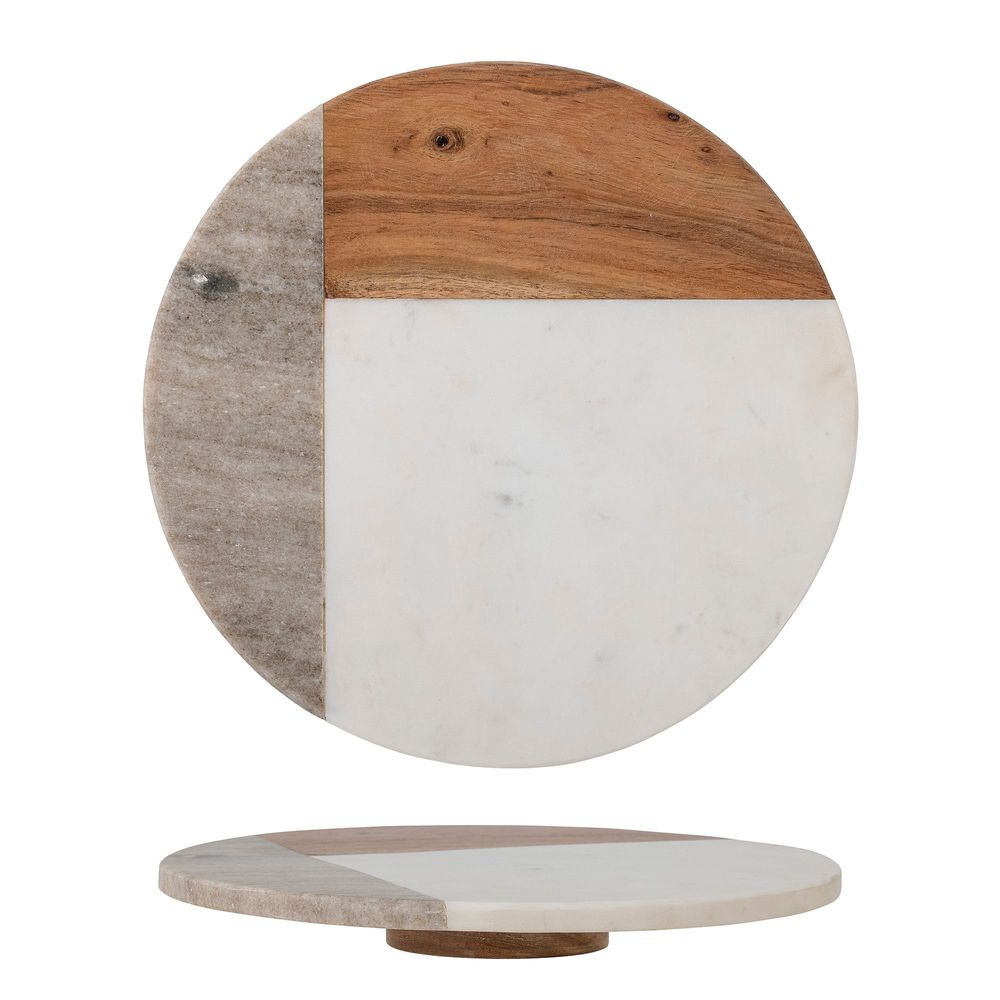 Trays - Olly Cake Tray, White, Marble  - CREATIVE COLLECTION