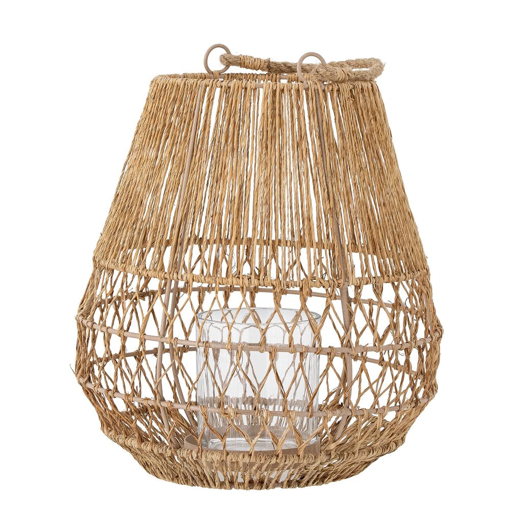 Outdoor table lamps - Ramona Lantern w/Glass, Nature, Jute - BLOOMINGVILLE MULTIBRAND HOUSE