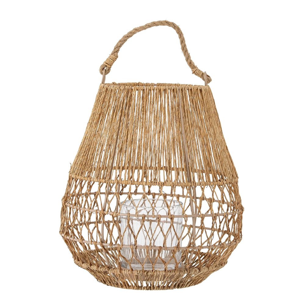 Outdoor table lamps - Ramona Lantern w/Glass, Nature, Jute - BLOOMINGVILLE MULTIBRAND HOUSE