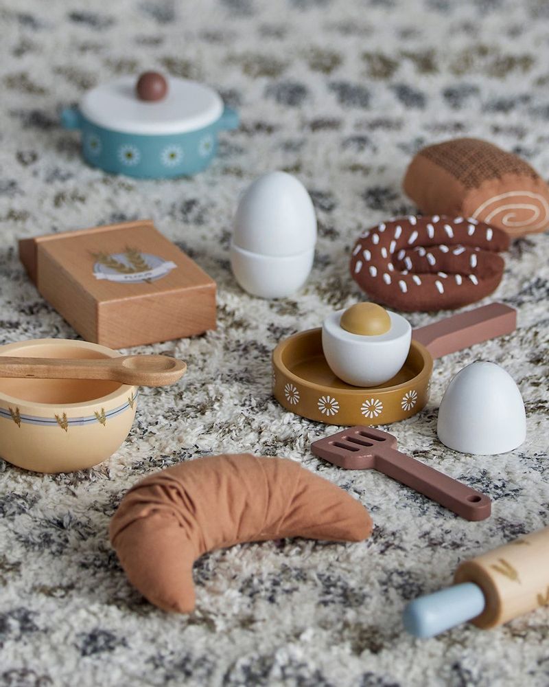 Jouets enfants - Snorre Set de jeu, aliments, Marron, Coton Set of 6 - BLOOMINGVILLE MINI