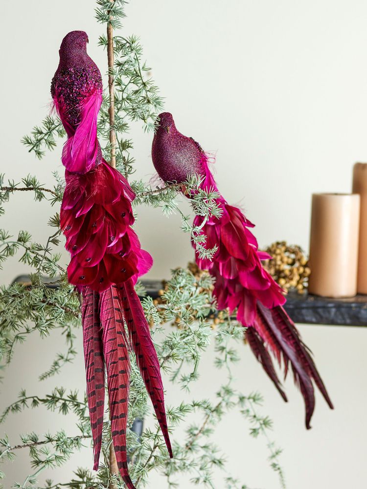 Decorative objects - Payton Deco Bird, Red, Feather Pack of 2 - BLOOMINGVILLE MULTIBRAND HOUSE