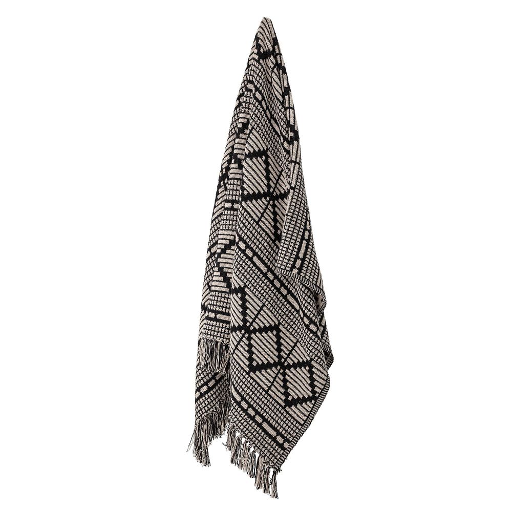 Throw blankets - Gutte Throw, Black, Recycled Cotton  - BLOOMINGVILLE MULTIBRAND HOUSE