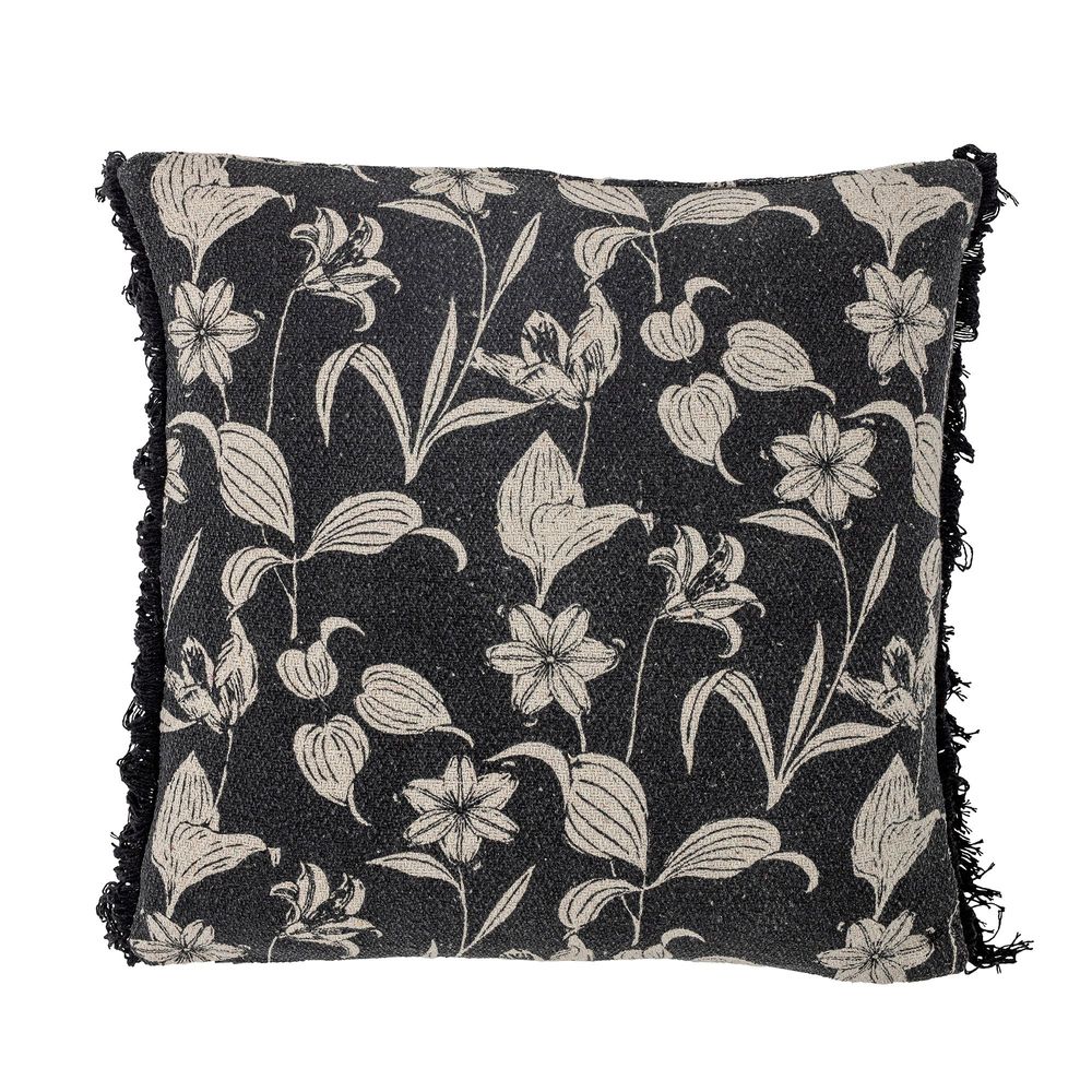 Cushions - Mali Cushion, Black, Recycled Cotton - BLOOMINGVILLE MULTIBRAND HOUSE