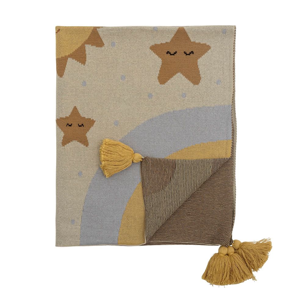 Throw blankets - Vigge Throw, Yellow, Cotton OEKO-TEX® - BLOOMINGVILLE MINI