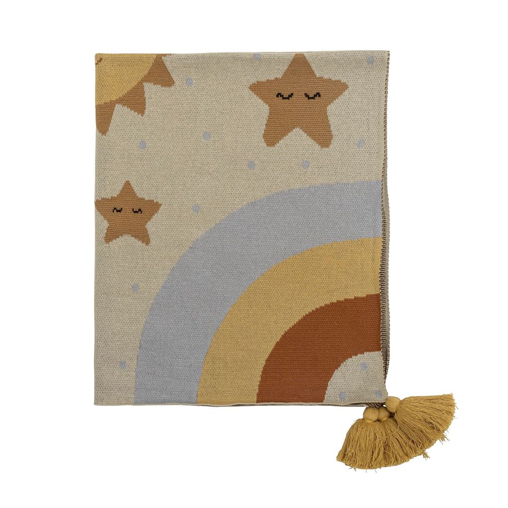Throw blankets - Vigge Throw, Yellow, Cotton OEKO-TEX® - BLOOMINGVILLE MINI