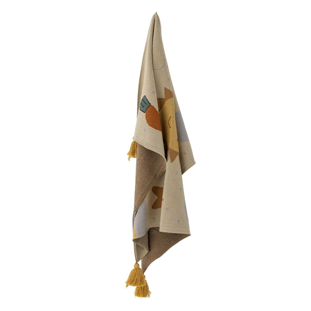 Throw blankets - Vigge Throw, Yellow, Cotton OEKO-TEX® - BLOOMINGVILLE MINI