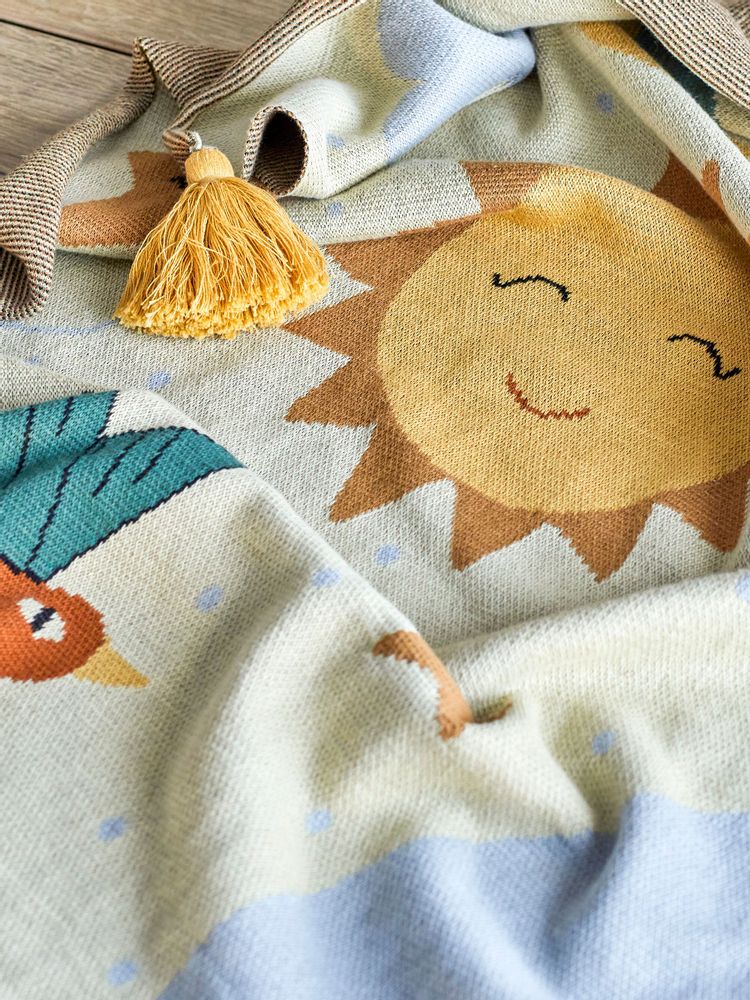 Throw blankets - Vigge Throw, Yellow, Cotton OEKO-TEX® - BLOOMINGVILLE MINI
