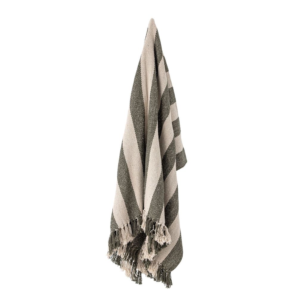 Throw blankets - Jodina Throw, Green, Recycled Cotton - BLOOMINGVILLE MULTIBRAND HOUSE