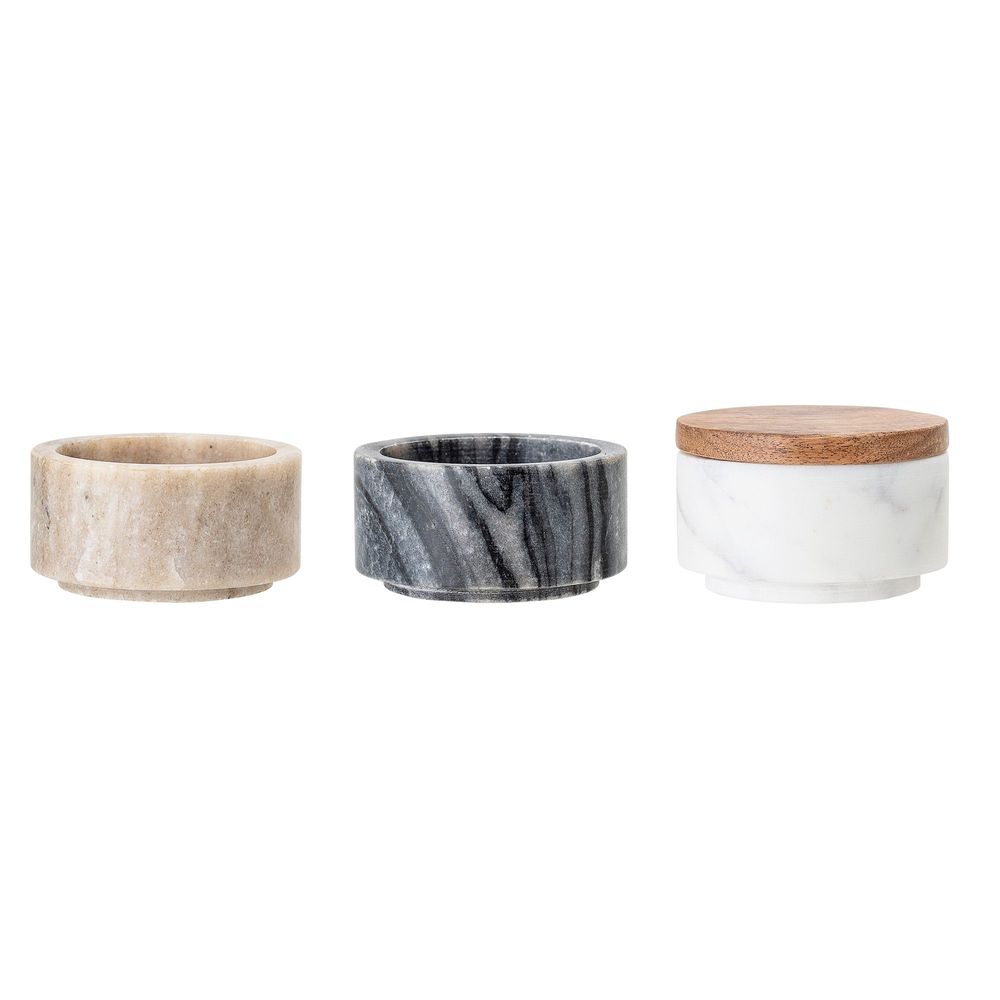 Boîtes de conservation - Mael Cruche avec couvercle , Blanc, Marbre Set of 3 - CREATIVE COLLECTION