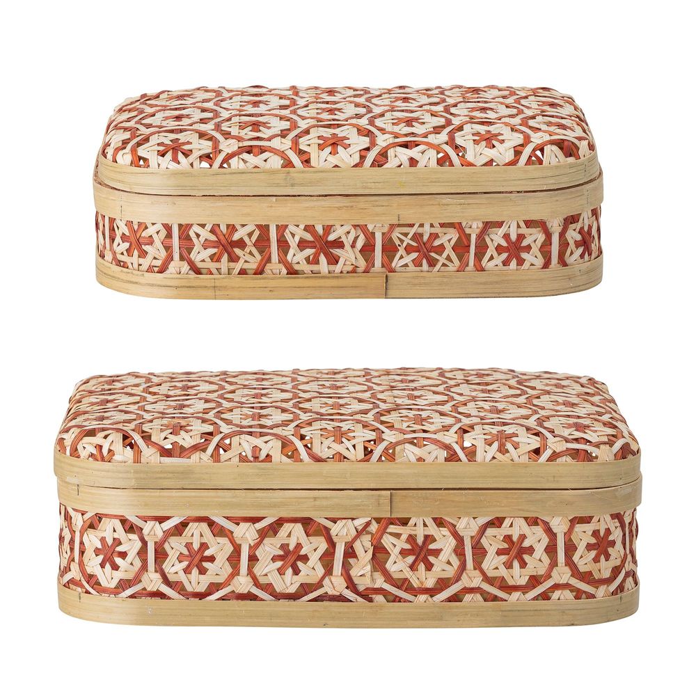 Shopping baskets - Dy Basket w/Lid, Red, Bamboo Set of 2 - BLOOMINGVILLE MULTIBRAND HOUSE