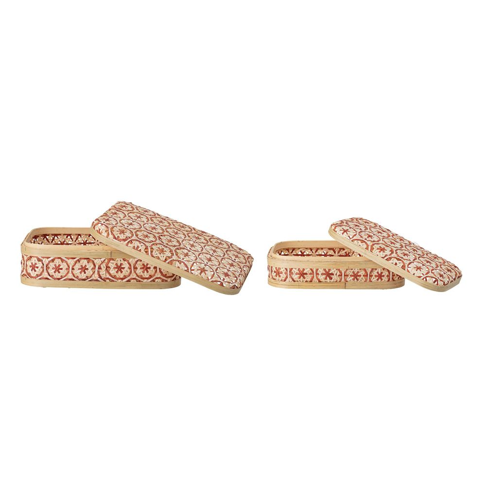 Shopping baskets - Dy Basket w/Lid, Red, Bamboo Set of 2 - BLOOMINGVILLE MULTIBRAND HOUSE