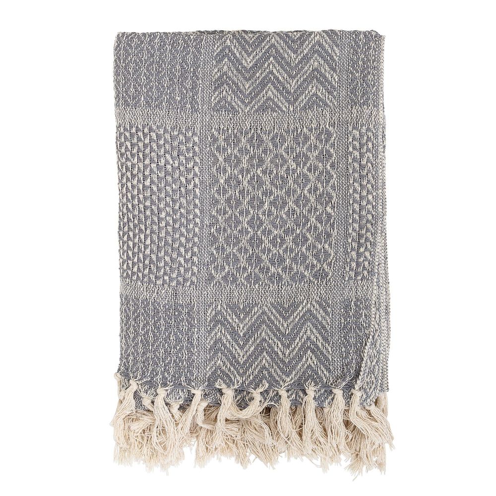 Plaids - Rodion Plaid, Gris, Coton recyclé  - BLOOMINGVILLE MULTIBRAND HOUSE