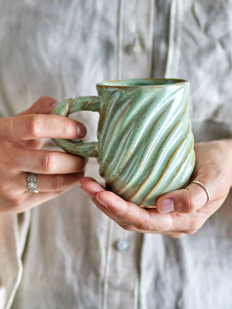 Mugs - Miriam Mug, Green, Stoneware - BLOOMINGVILLE MULTIBRAND HOUSE