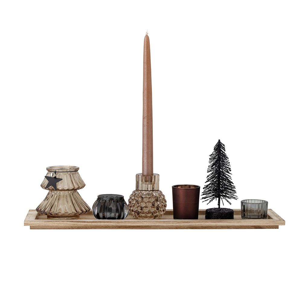 Candlesticks and candle holders - Sanga Tray w/Votive, Brown, Glass Set of 7 - BLOOMINGVILLE MULTIBRAND HOUSE