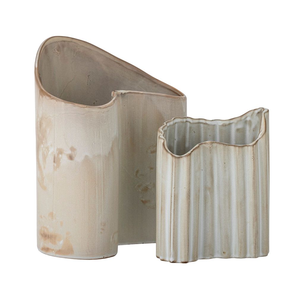 Vases - Henaj Vase, Brown, Stoneware Set of 2 - BLOOMINGVILLE MULTIBRAND HOUSE