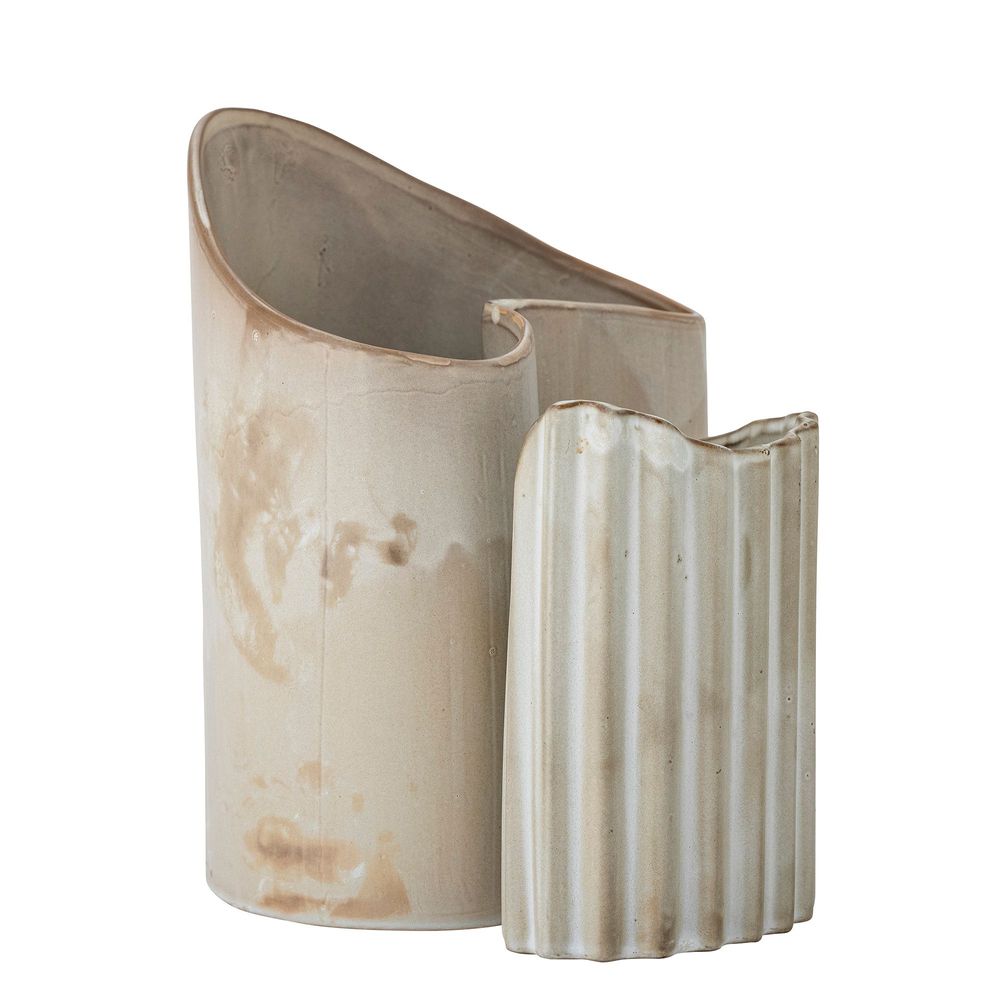 Vases - Henaj Vase, Brown, Stoneware Set of 2 - BLOOMINGVILLE MULTIBRAND HOUSE