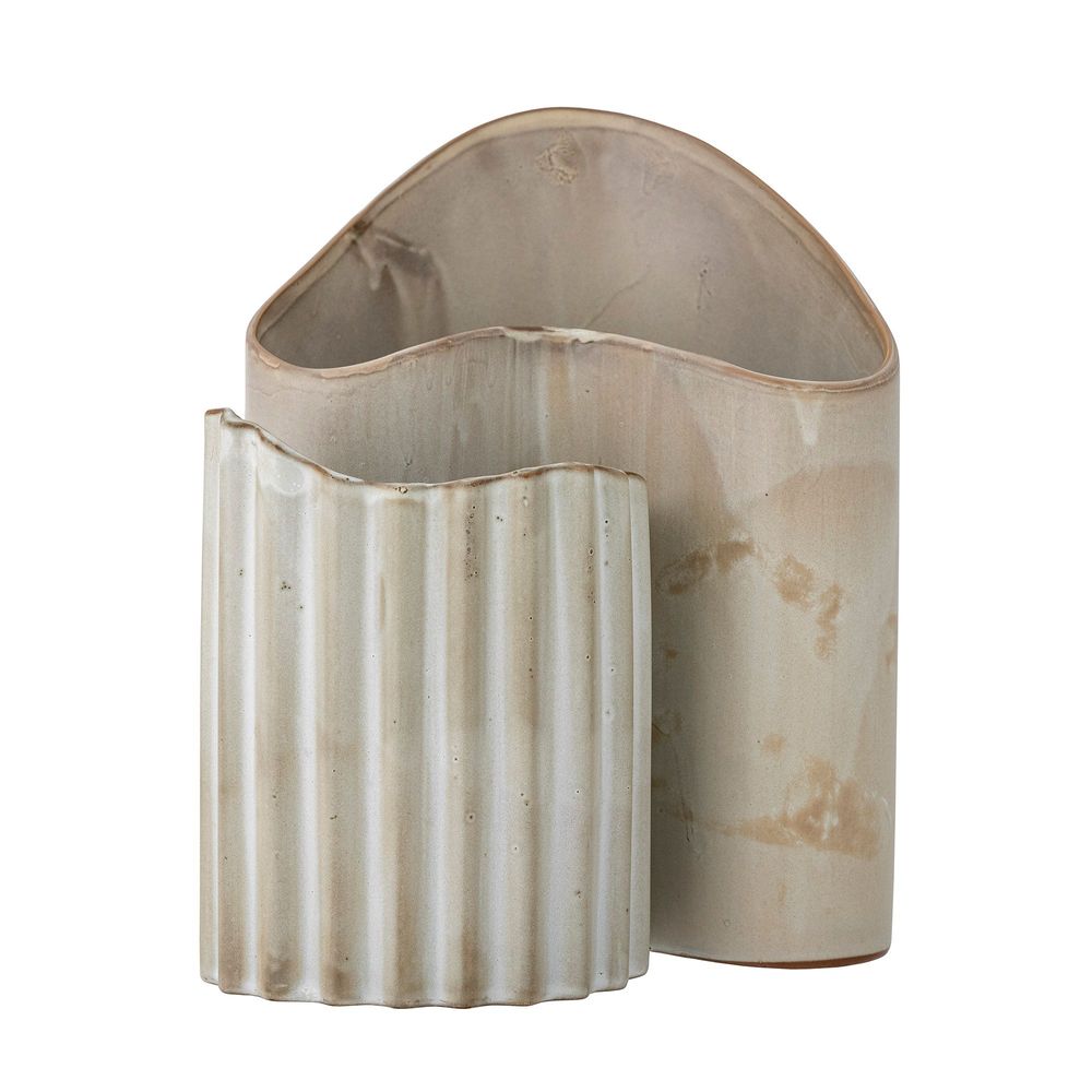 Vases - Henaj Vase, Brown, Stoneware Set of 2 - BLOOMINGVILLE MULTIBRAND HOUSE