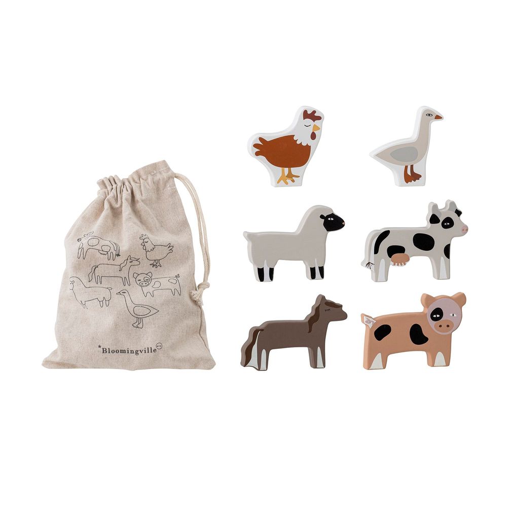 Toys - Karlo Toy Animal, Grey, MDF Set of 6 - BLOOMINGVILLE MINI
