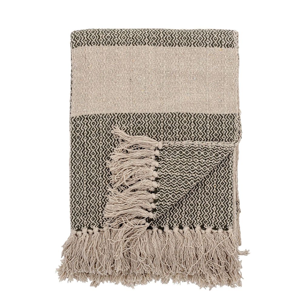 Throw blankets - Fidan Throw, Green, Recycled Cotton  - BLOOMINGVILLE MULTIBRAND HOUSE