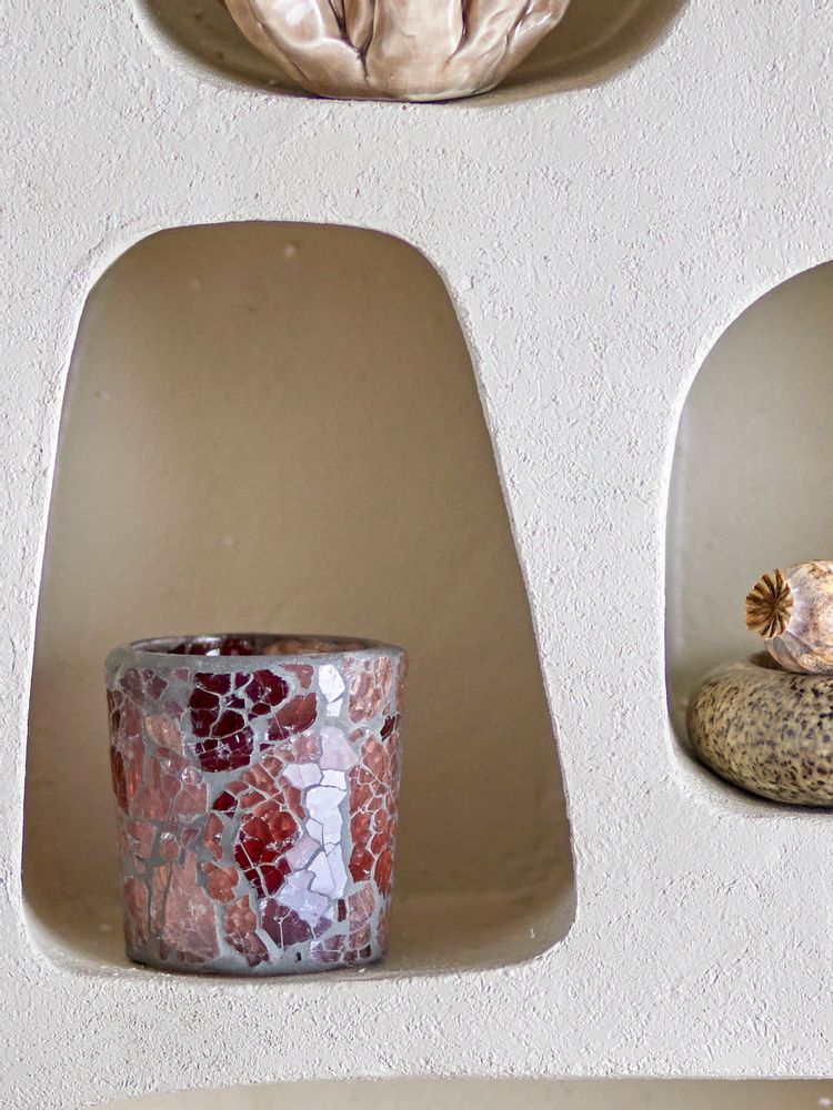 Bougeoirs et photophores - Evalyn Photophore, Rose, Verre recyclé - BLOOMINGVILLE MULTIBRAND HOUSE