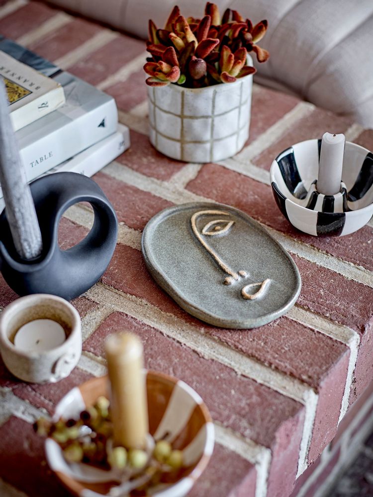 Bougeoirs et photophores  - Eja Bougeoir, Marron, Grès  - BLOOMINGVILLE MULTIBRAND HOUSE