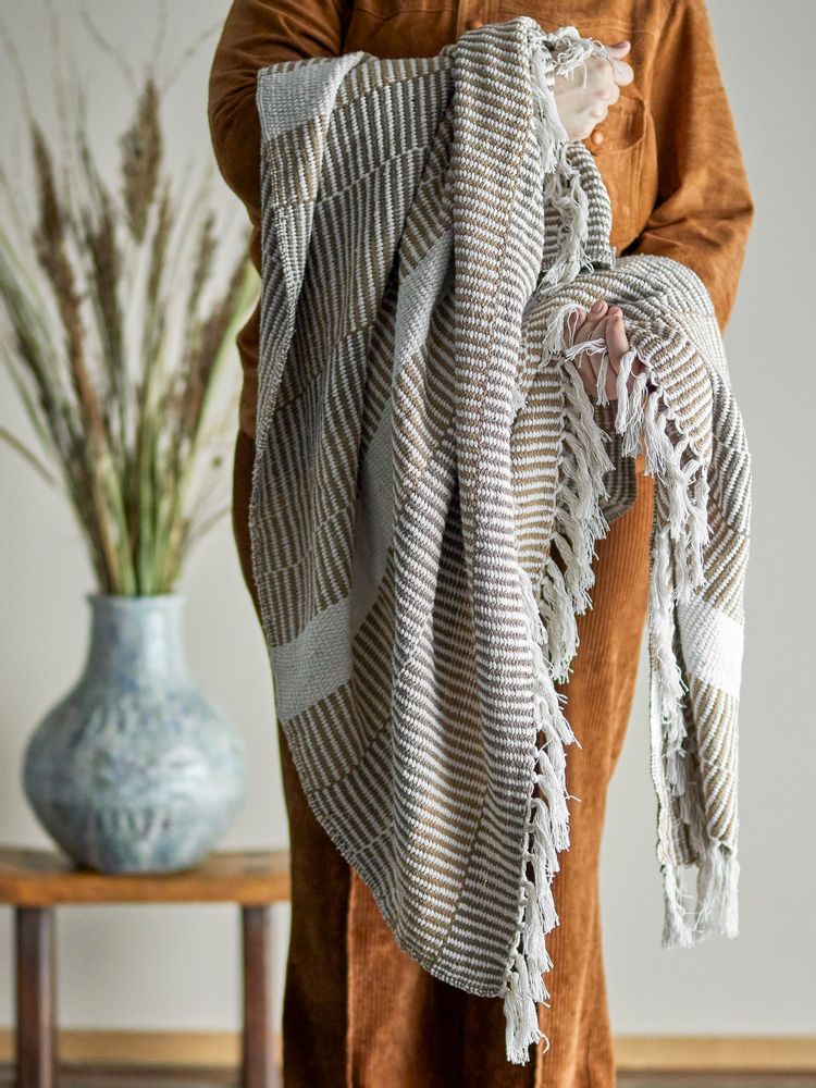 Throw blankets - Isnel Throw, Nature, Recycled Cotton - CREATIVE COLLECTION