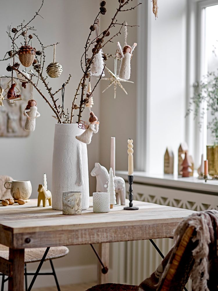 Christmas garlands and baubles - Pavla Ornament, White, Wool Set of 3 - BLOOMINGVILLE MULTIBRAND HOUSE