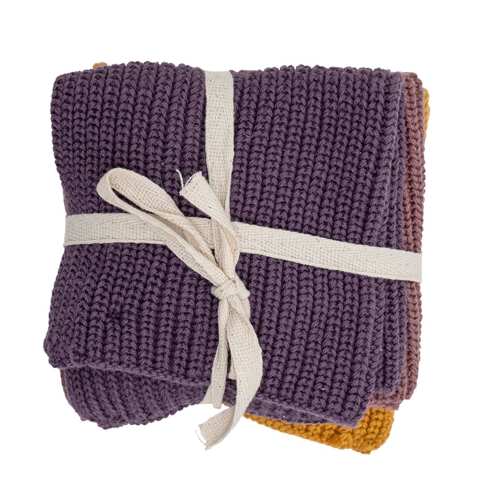 Brushes - Ninna Dishcloth, Purple, Cotton Set of 3 - BLOOMINGVILLE MULTIBRAND HOUSE