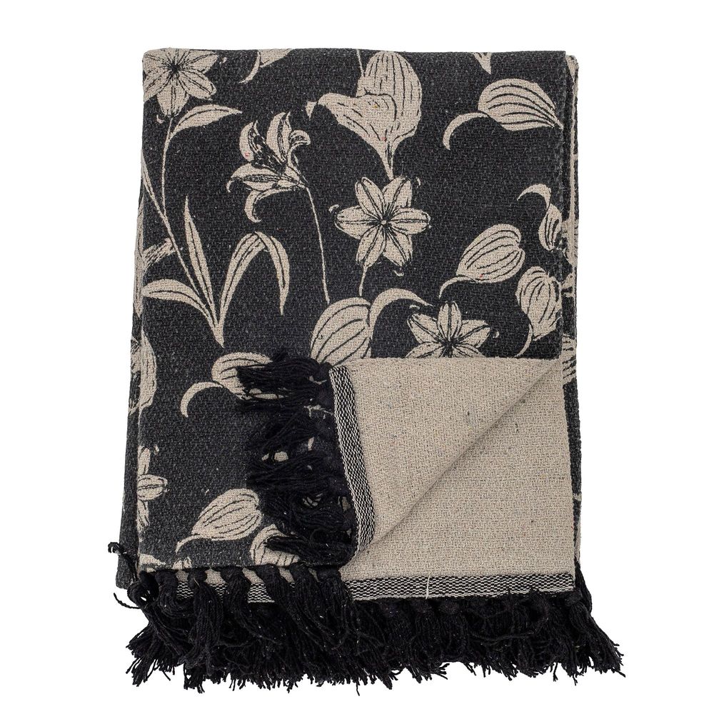 Plaids - Mali Plaid, Noir, Coton recyclé - BLOOMINGVILLE MULTIBRAND HOUSE