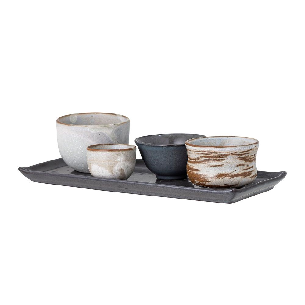 Bowls - Masami Sushi Set, White, Stoneware Set of 5 - BLOOMINGVILLE MULTIBRAND HOUSE