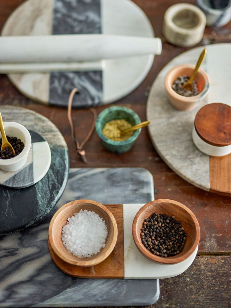 Couverts & ustensiles de cuisine - Izak Pots de sel et de poivre, Marron, Acacia Set - CREATIVE COLLECTION