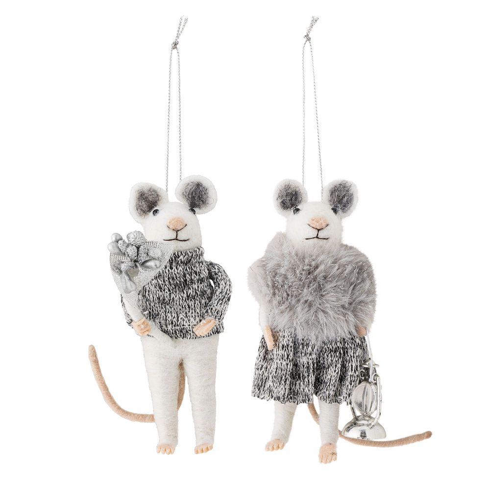 Christmas garlands and baubles - Peo Ornament, Grey, Wool Set of 2 - BLOOMINGVILLE MULTIBRAND HOUSE