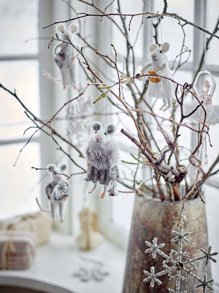 Christmas garlands and baubles - Peo Ornament, Grey, Wool Set of 2 - BLOOMINGVILLE MULTIBRAND HOUSE