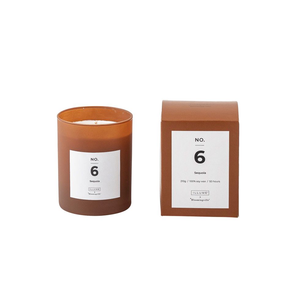 Candles - NO.6-Sequoia Scent Candle, Brown, Wax - ILLUME X BLOOMINGVILLE