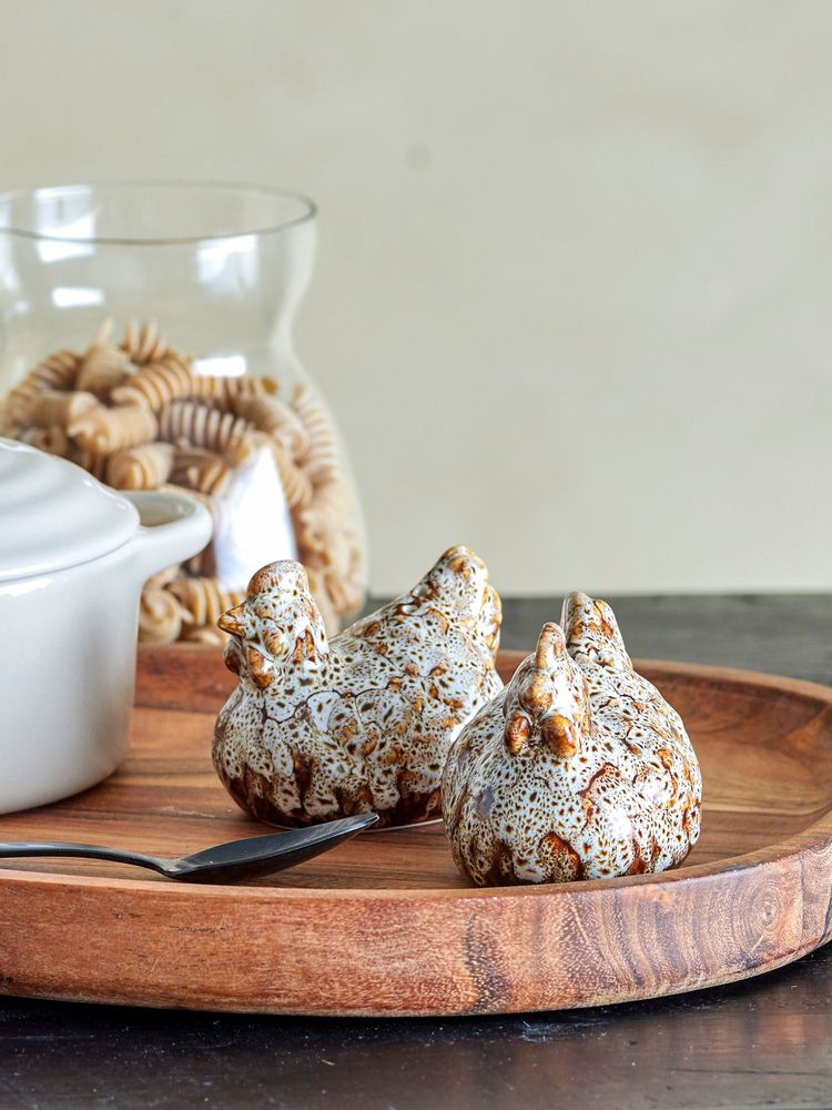 Couverts & ustensiles de cuisine - Chicky Ensemble de sel et poivre, Marron, Grès Set - BLOOMINGVILLE MULTIBRAND HOUSE