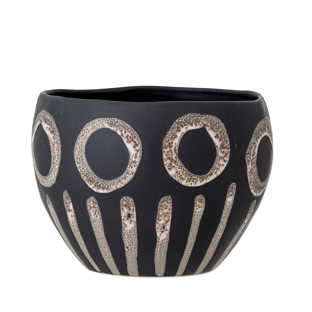 Flower pots - Magnus Flowerpot, Black, Stoneware  - BLOOMINGVILLE MULTIBRAND HOUSE