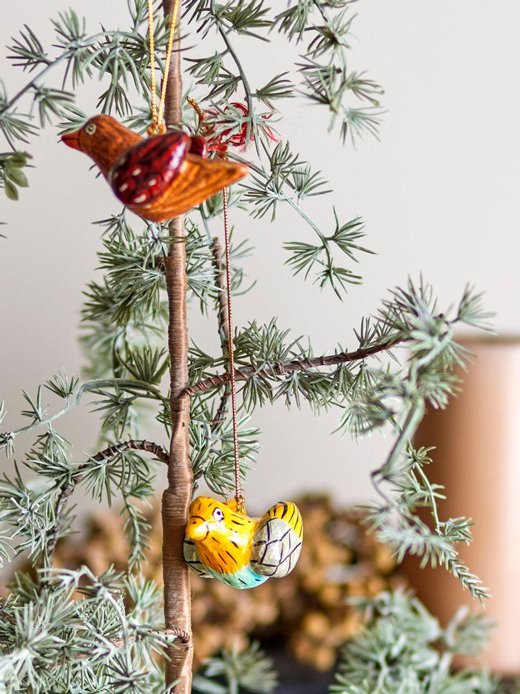 Guirlandes et boules de Noël - Carmela Bibelot, Jaune, Papier mâché Set of 2 - BLOOMINGVILLE MULTIBRAND HOUSE