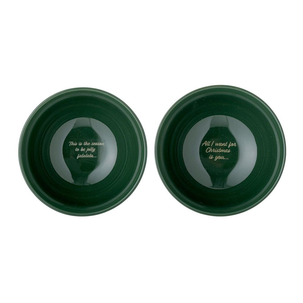 Bowls - Grazia Bowl, Green, Stoneware Set of 2 - BLOOMINGVILLE MULTIBRAND HOUSE