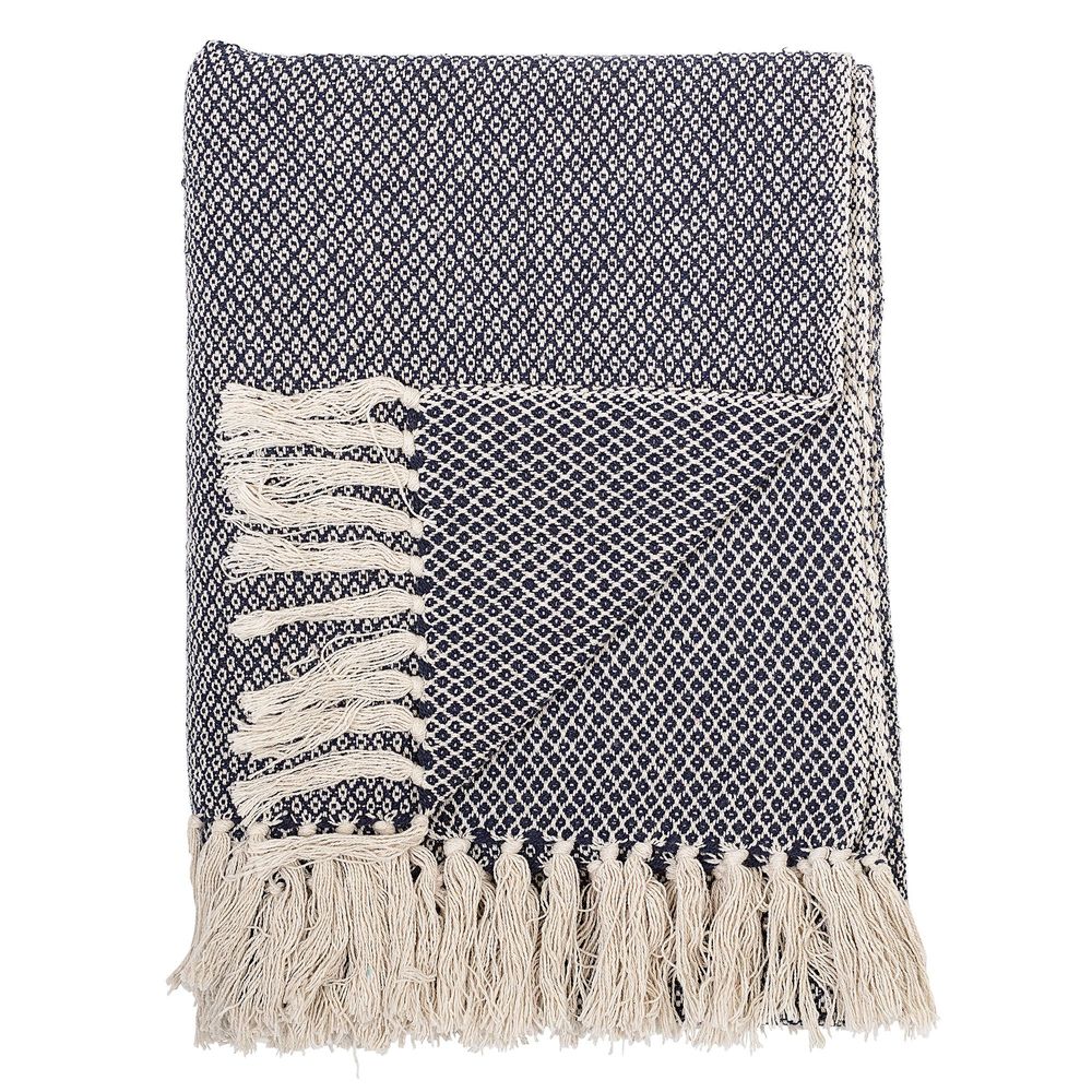 Throw blankets - Barry Throw, Blue, Recycled Cotton  - BLOOMINGVILLE MULTIBRAND HOUSE