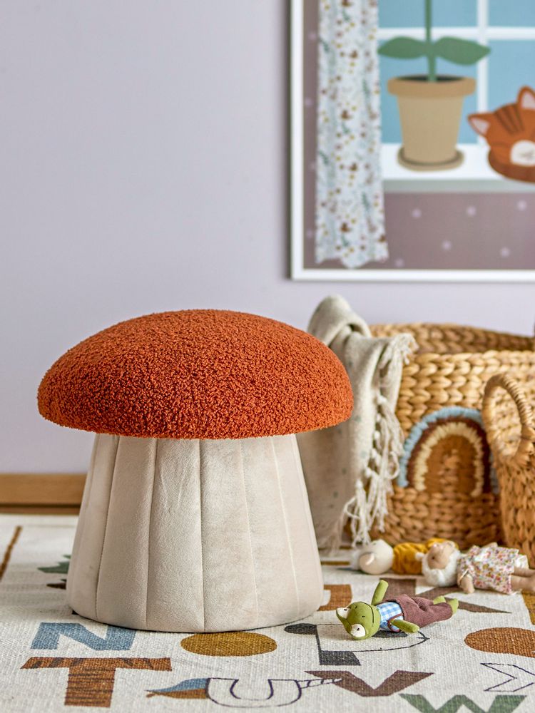 Ottomans - Bertil Pouf, Red, Polyester  - BLOOMINGVILLE MINI