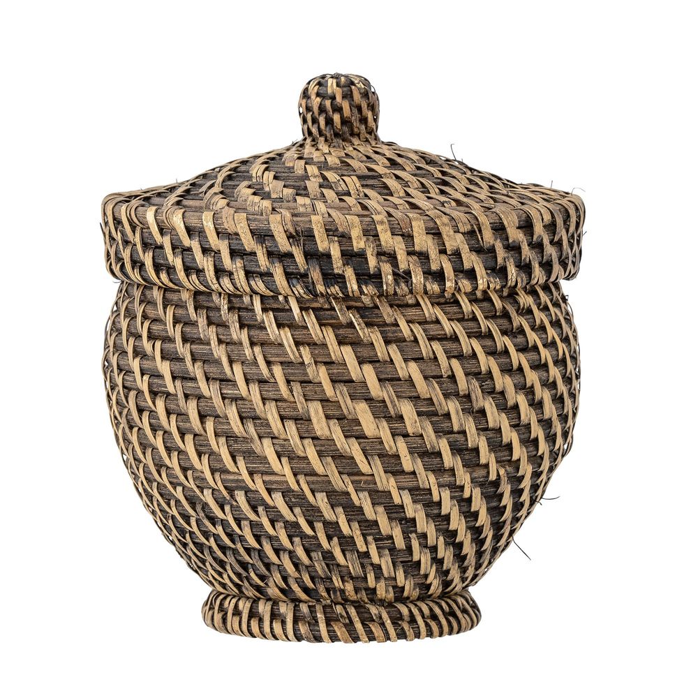 Paniers - Leoonie Panier avec couvercle, Noir, Rotin - BLOOMINGVILLE MULTIBRAND HOUSE