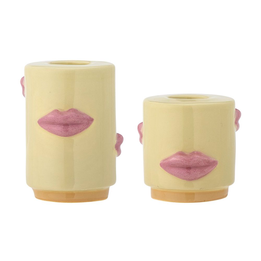Bougeoirs et photophores - Sassy Bougeoir, Jaune, Grès Set of 2 - BLOOMINGVILLE MULTIBRAND HOUSE