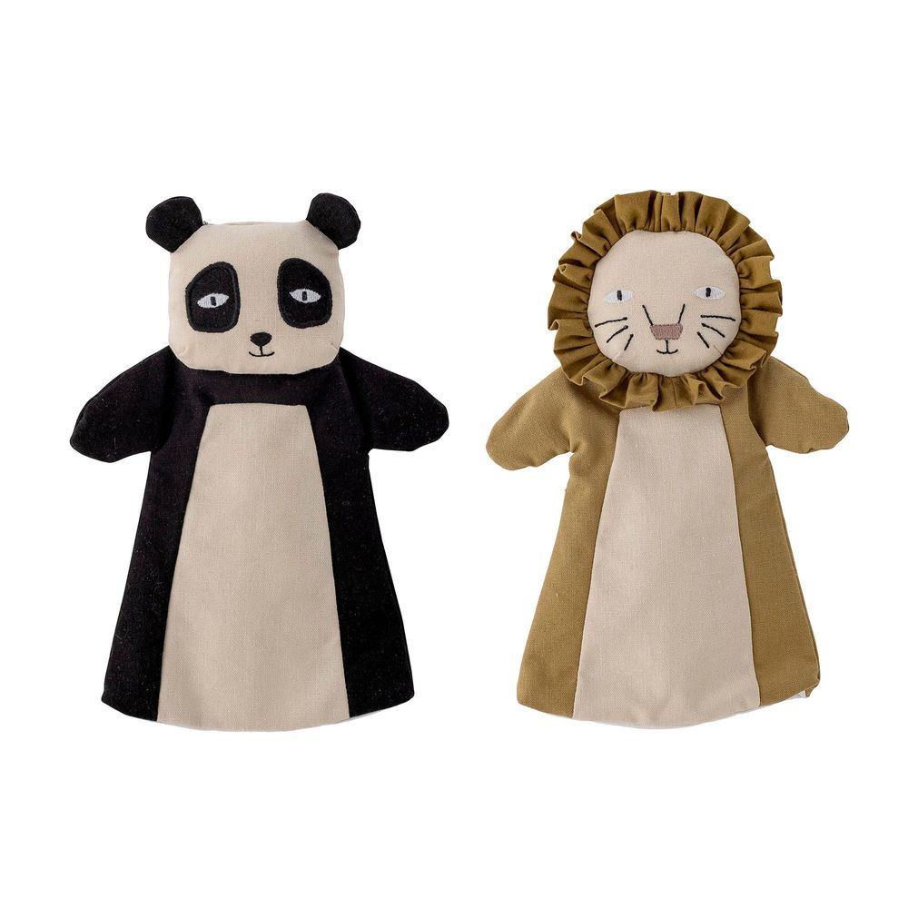 Toys - Flynn Hand Puppet, Brown, Linen Set of 2 - BLOOMINGVILLE MINI