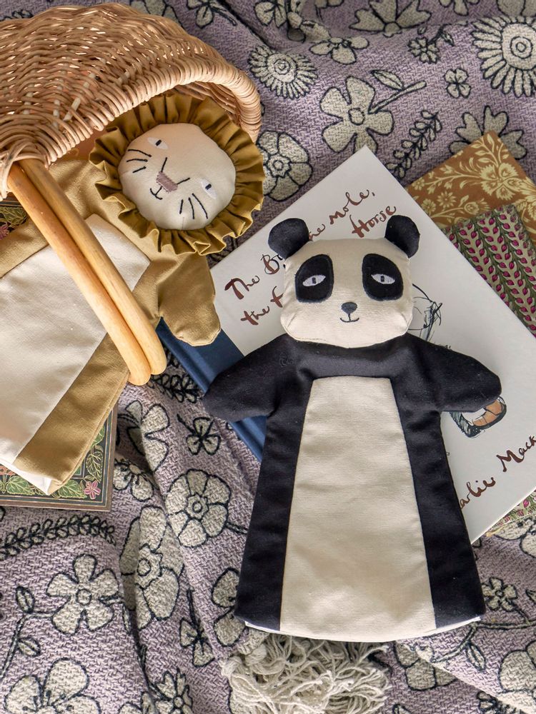 Toys - Flynn Hand Puppet, Brown, Linen Set of 2 - BLOOMINGVILLE MINI