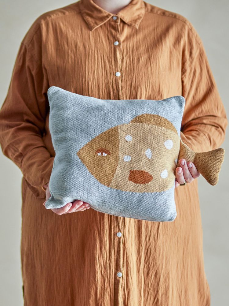Cushions - Larle Cushion, Blue, Cotton OEKO-TEX® - BLOOMINGVILLE MINI