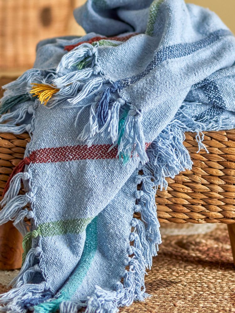 Throw blankets - Frey Throw, Blue, Recycled Cotton - BLOOMINGVILLE MINI