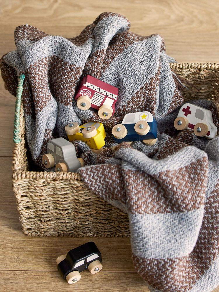 Plaids - Nann Plaid, Marron, Coton recyclé  - BLOOMINGVILLE MINI