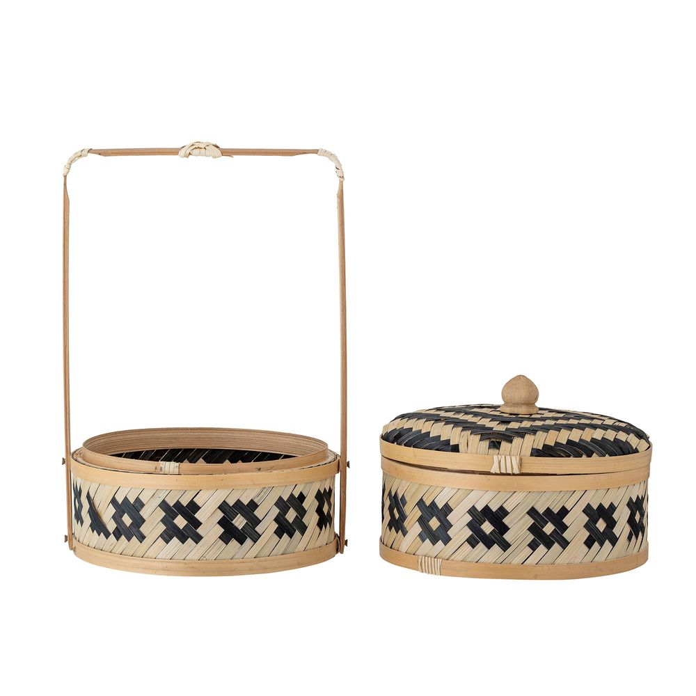 Paniers - Nian Panier avec couvercle, Noir, Herbier marin - BLOOMINGVILLE MULTIBRAND HOUSE