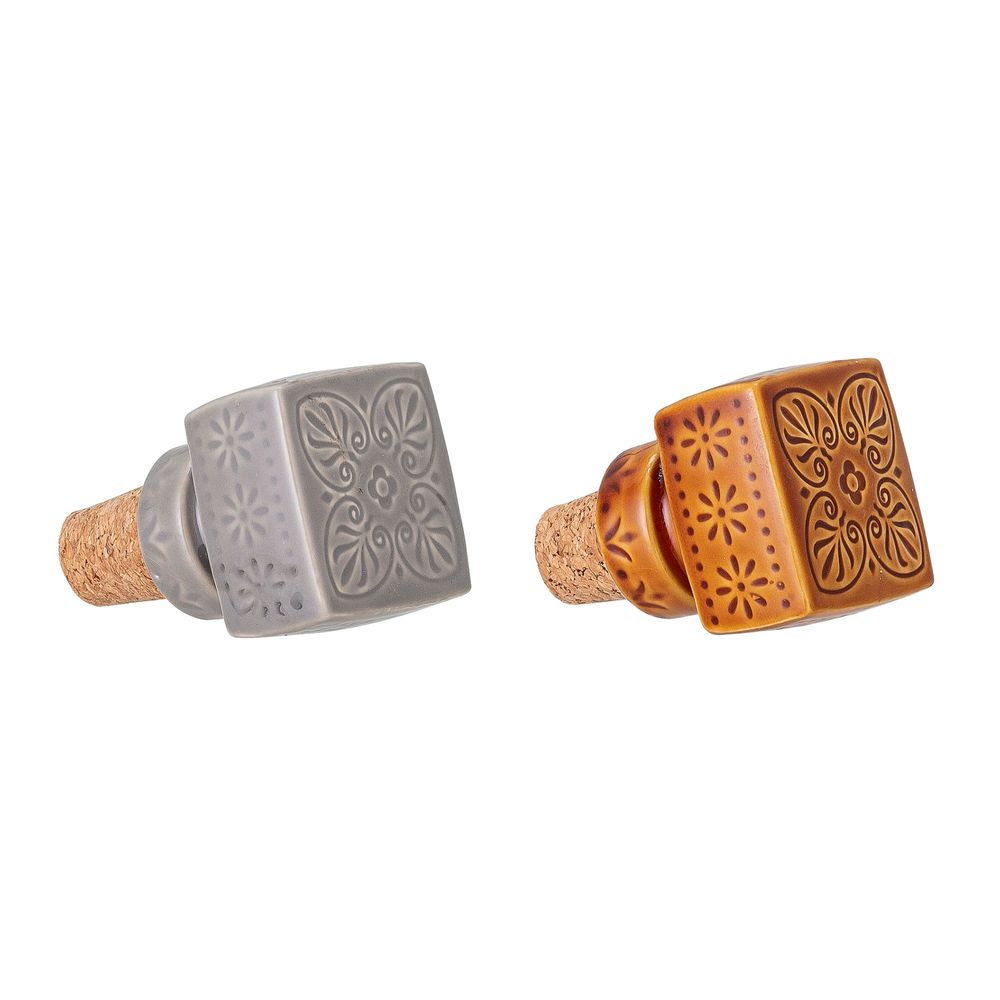 Accessoires pour le vin - Rani Bouchon à vin, Gris, Grès Set of 2 - BLOOMINGVILLE MULTIBRAND HOUSE