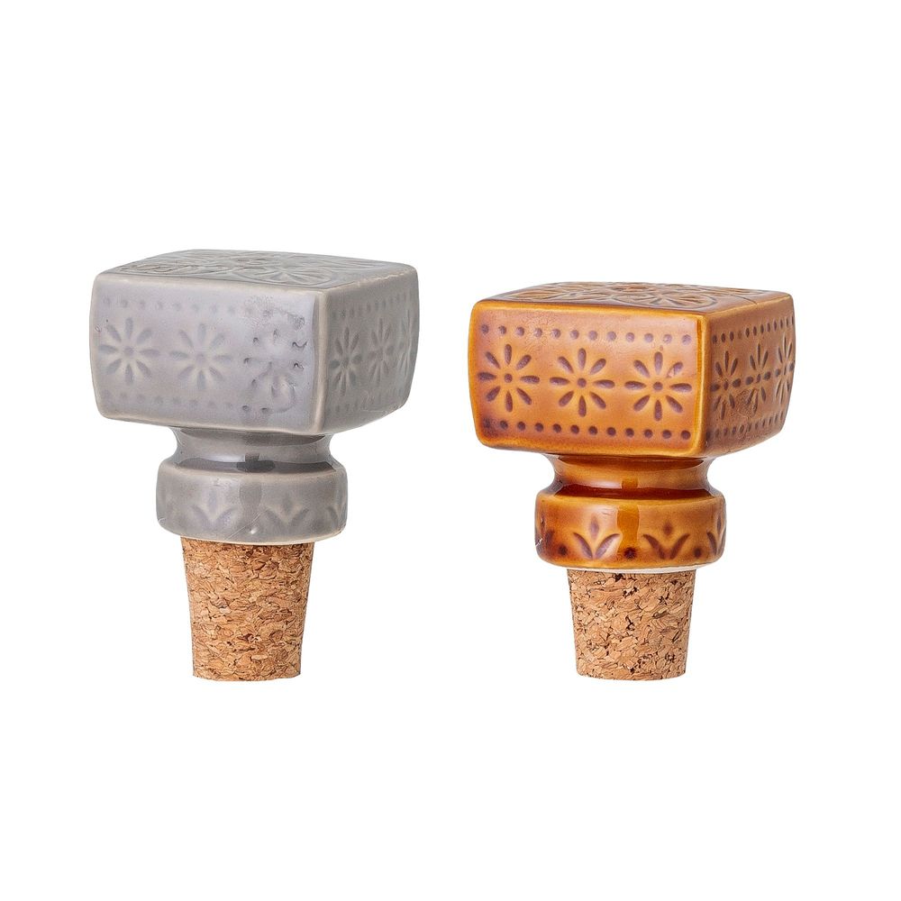 Accessoires pour le vin - Rani Bouchon à vin, Gris, Grès Set of 2 - BLOOMINGVILLE MULTIBRAND HOUSE